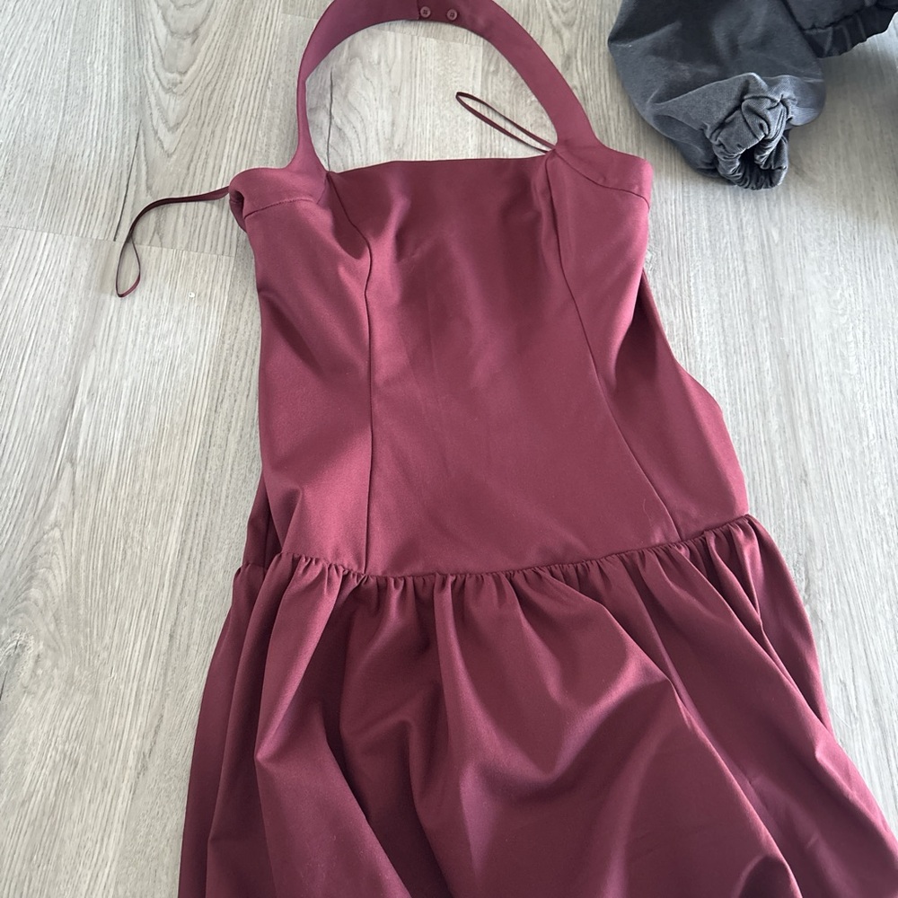 Sunday Best Wine Halter Mini Dress